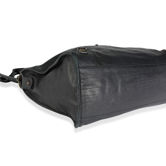 Balenciaga 10 Year Anniversary Black Lizard-Embossed Lambskin Classic City Bag - Picture 7 of 8